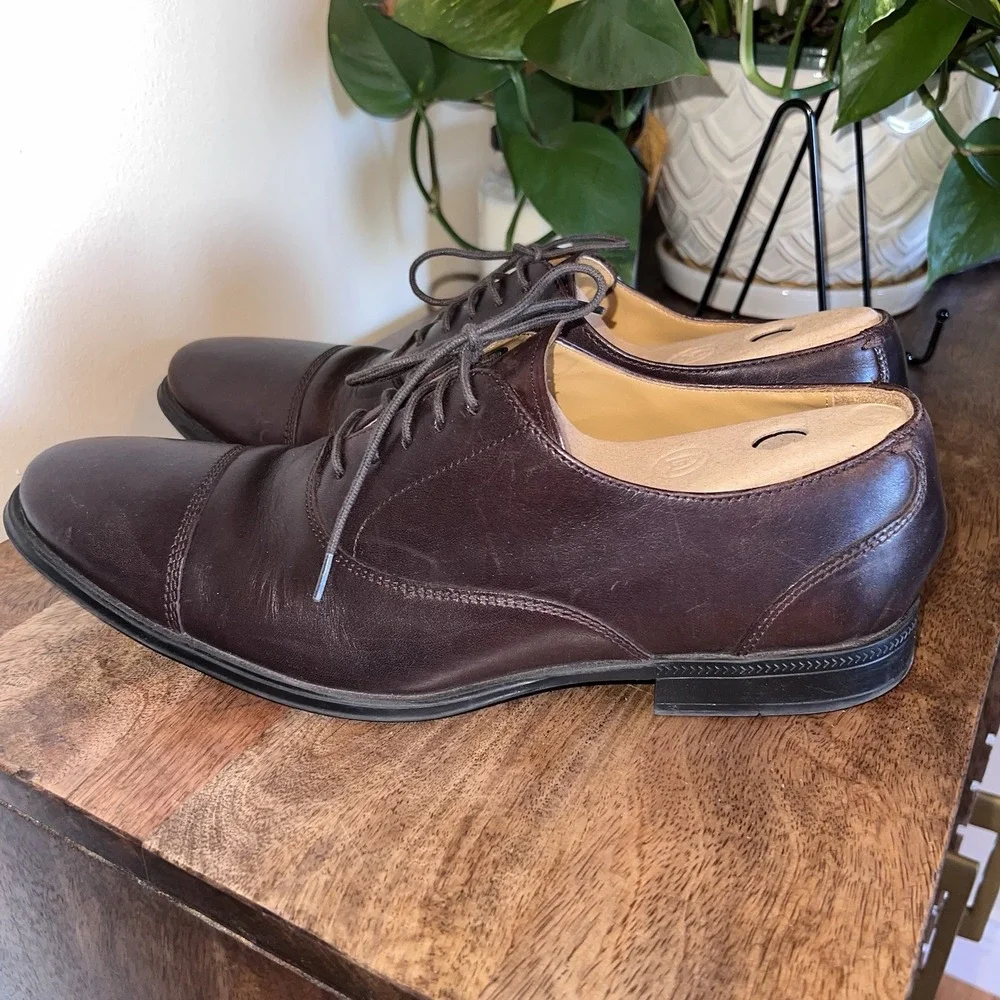 COLE HAAN ADAMS CAPTOE  BROWN LEATHER Lace Up Shoes‎ Workwear SIZE 10 (C11975)
